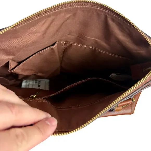 Fossil Tan Cow Hide Leather Jacqueline Crossbody or Tote Bag Purse Boho - Picture 7 of 11